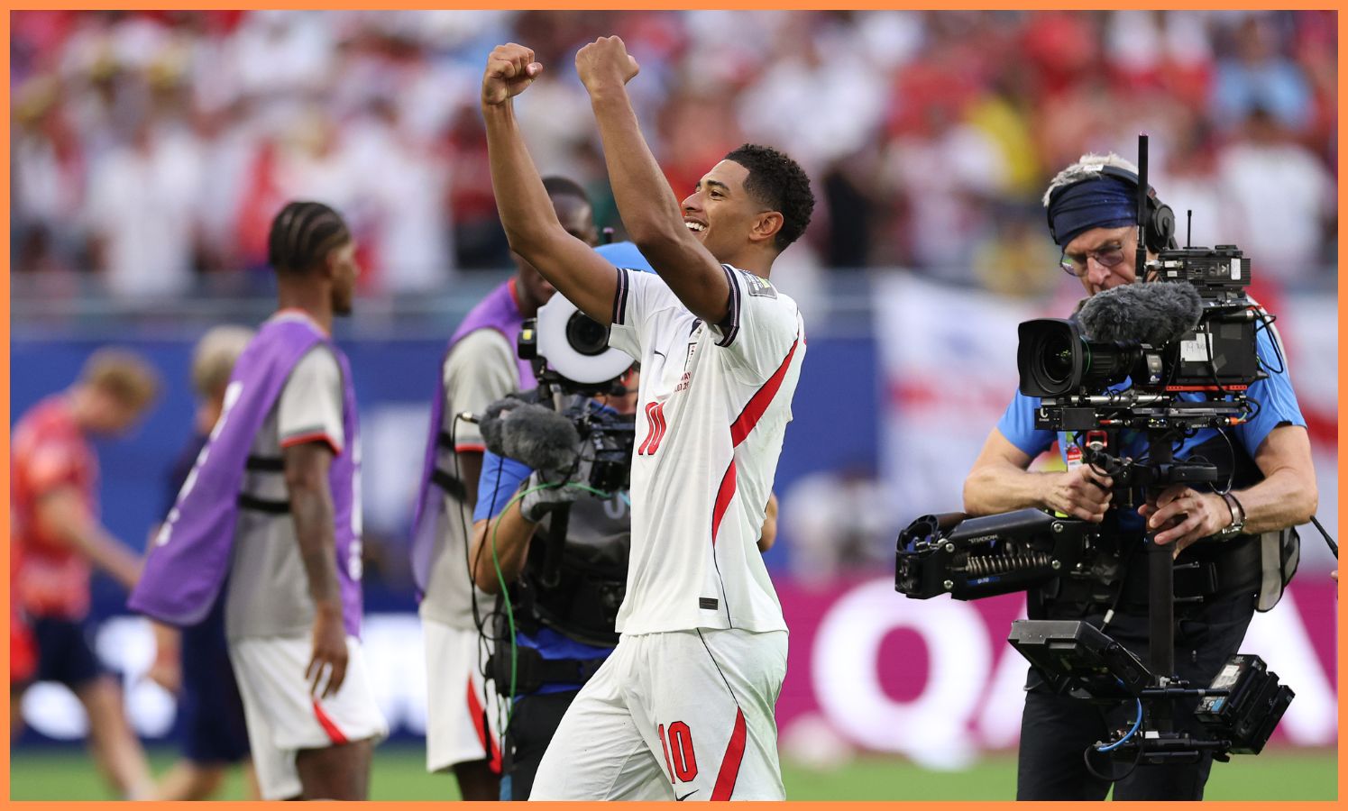 Jude Bellingham celebrates after England's win over Norway