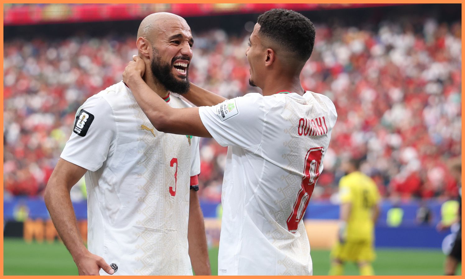 Azzedine Ounahi of Morocco celebrates with teammate Noussair Mazraoui