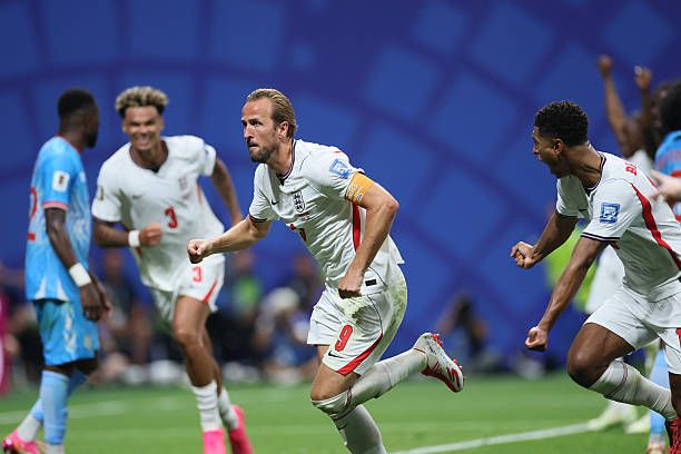 Harry Kane oslavuje vyrovnanie proti Kongu