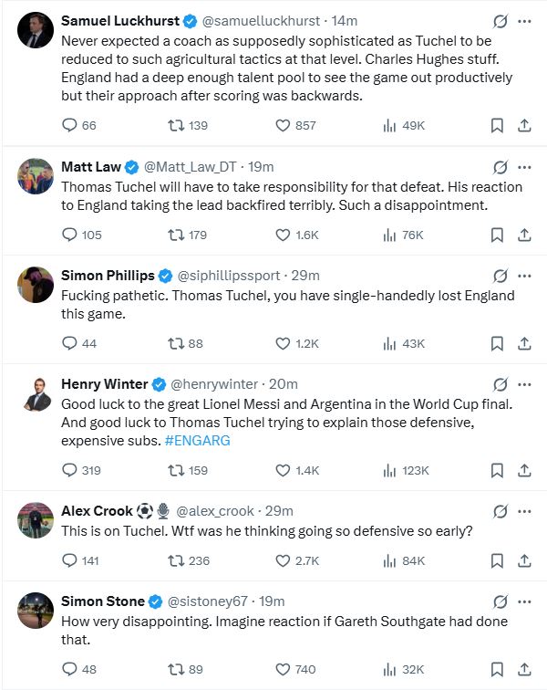 Críticas a Thomas Tuchel nas redes sociais