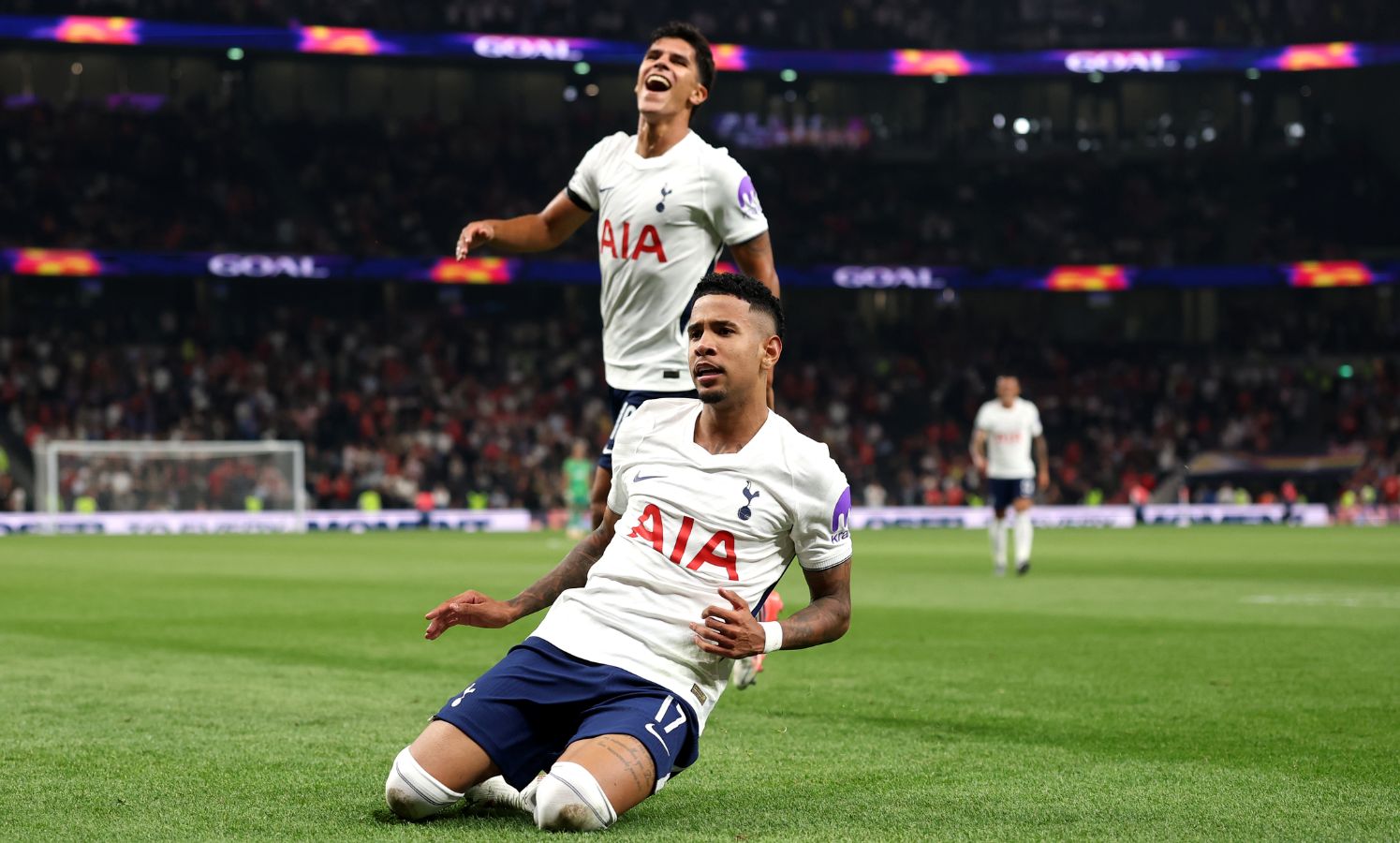 Savio celebrates after scoring on tottenham debut