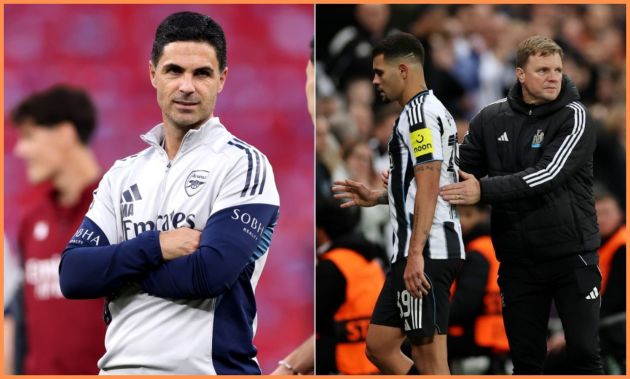 Mikel Arteta, Bruno Guimaraes, and Eddie Howe