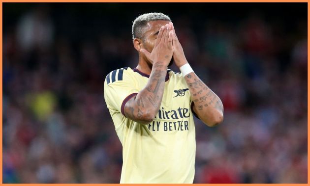 Gabriel Jesus reacts during an Arsenal pre-season friendly vs Real Betis