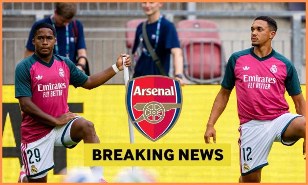 Endrick and Trent Alexander-Arnold warming up for Real Madrid