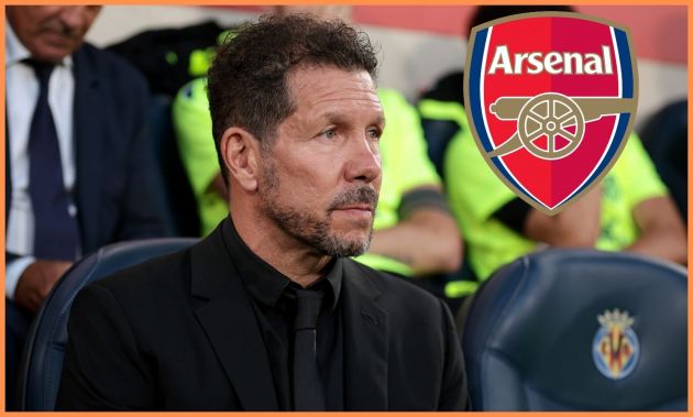 Diego Simeone and the Arsenal logo