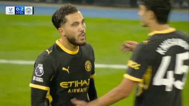 Rayan Cherki celebrates after scoring