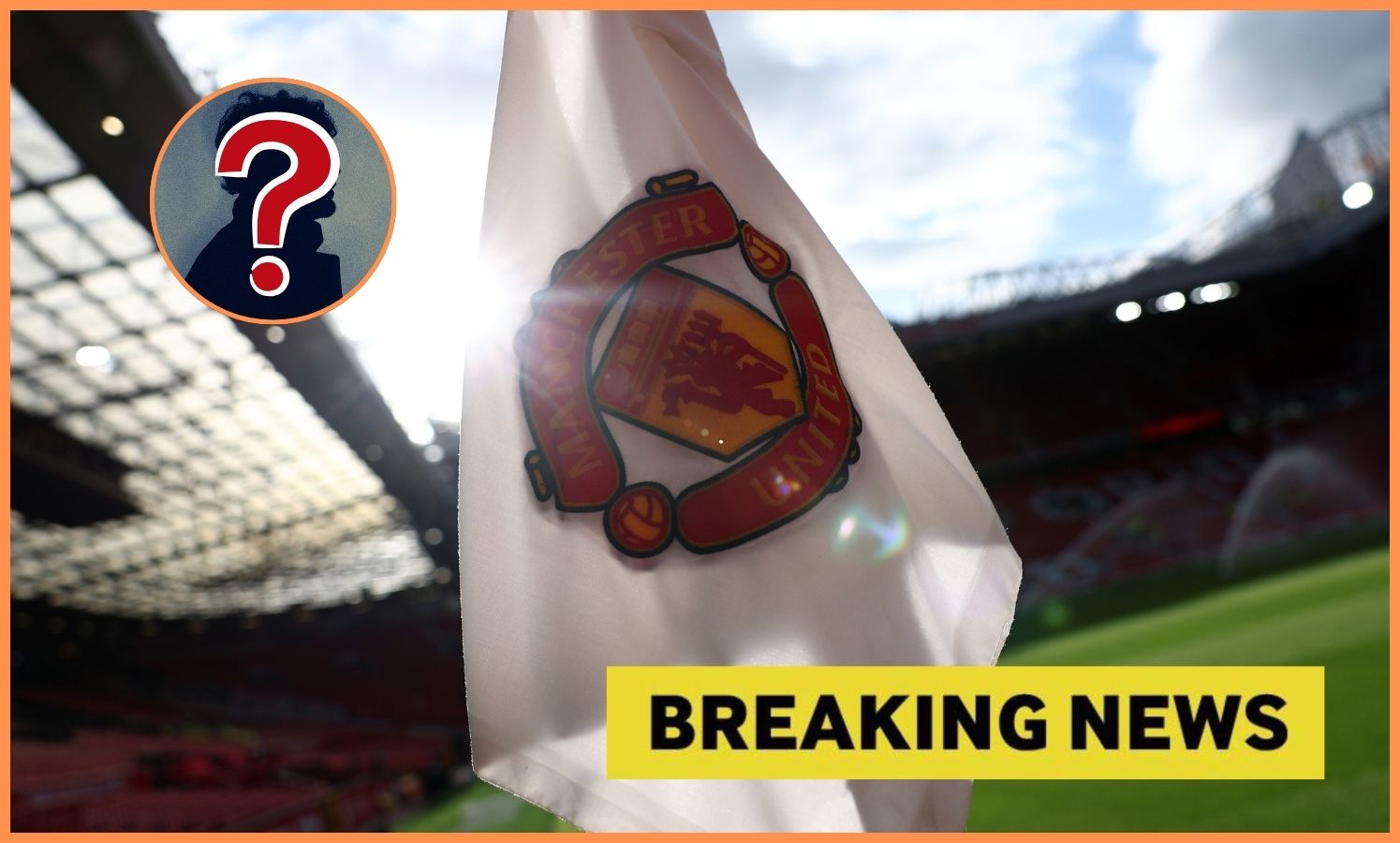 Logotipo do Manchester United e banner 'Notícias de última hora'