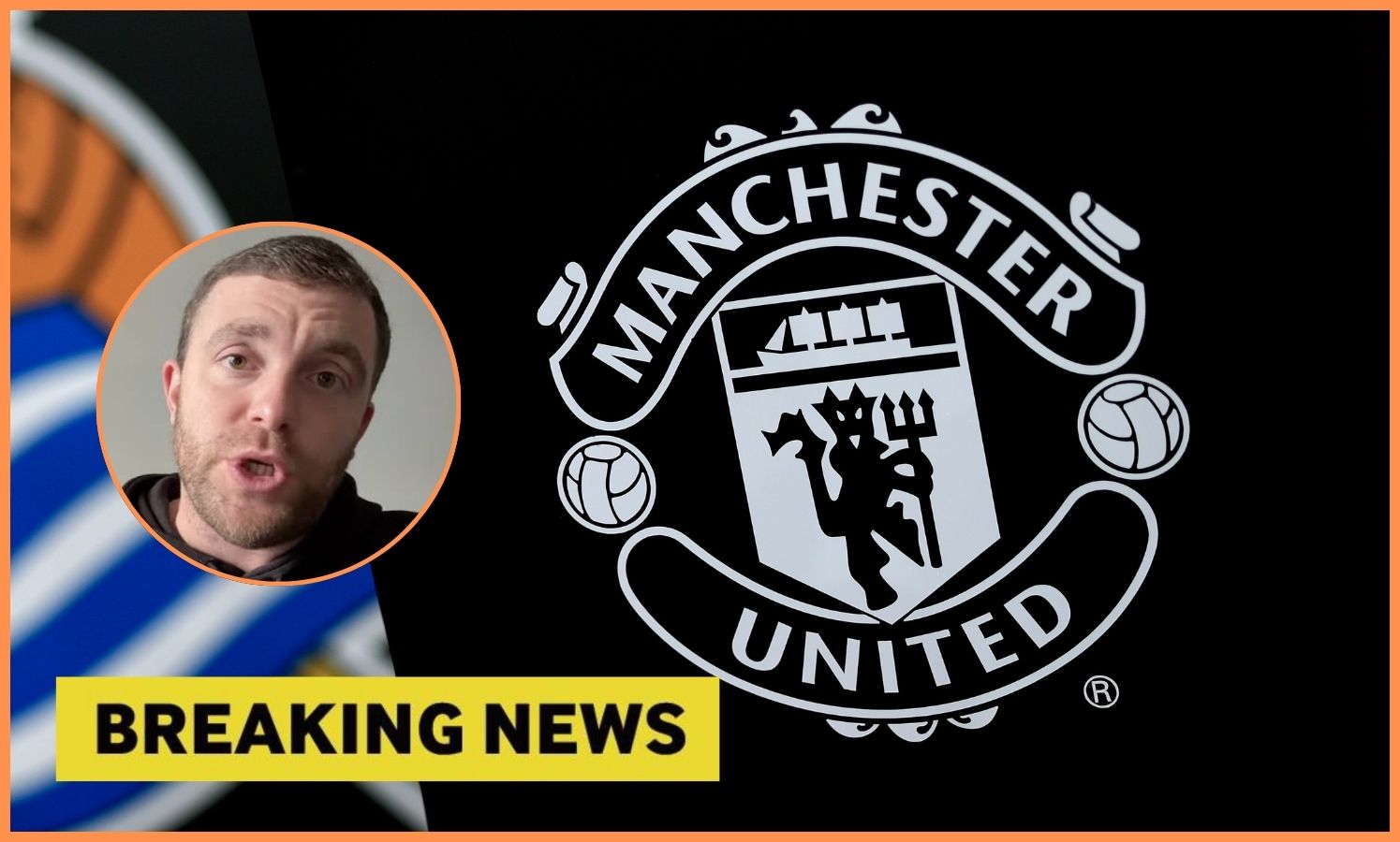 Logotipo do Manchester United e Fabrizio Romano