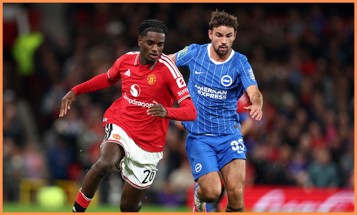 Ayden Heaven em ação pelo Manchester United x Brighton