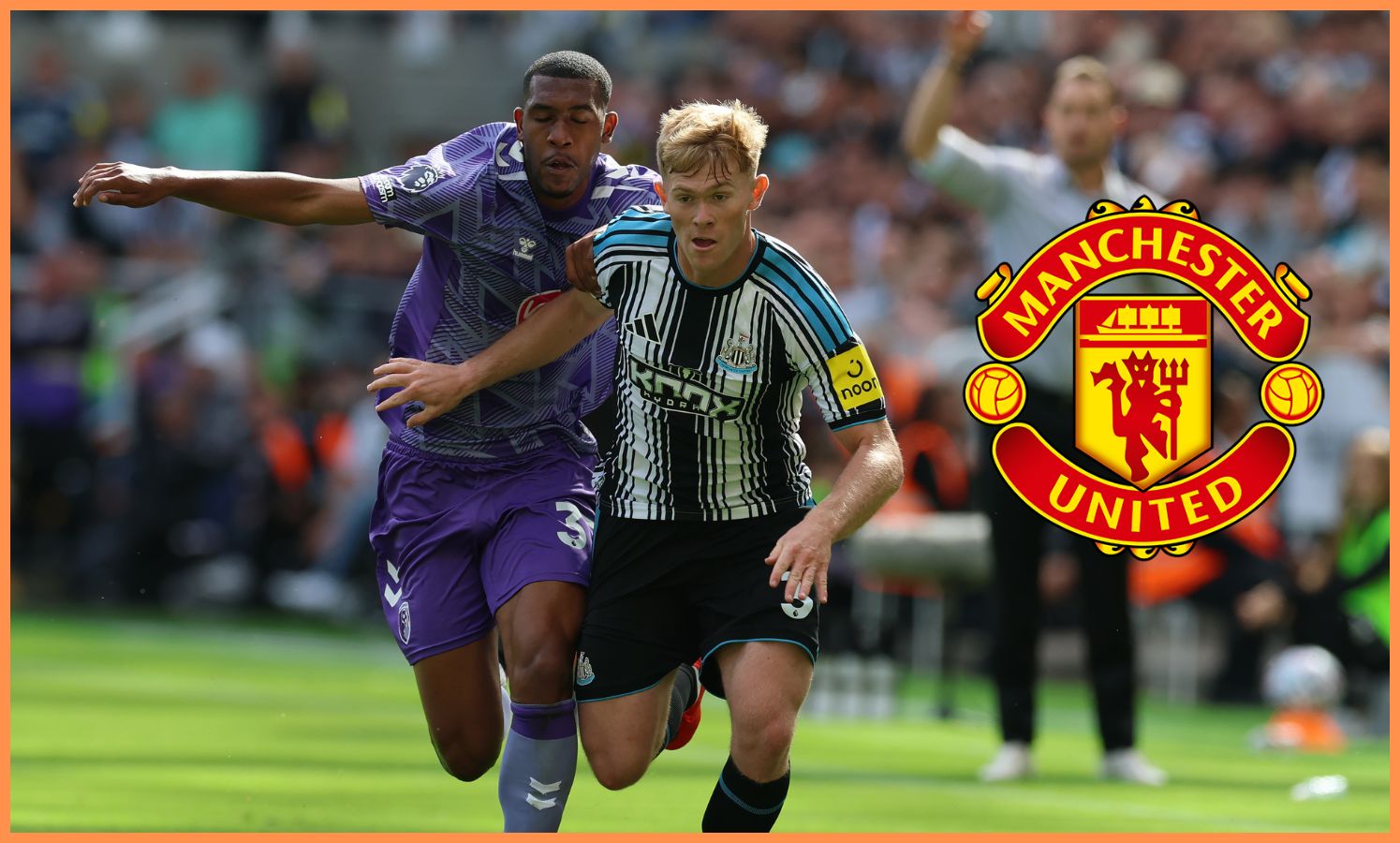 Lewis Hall em ação pelo Newcastle contra o Bournemouth